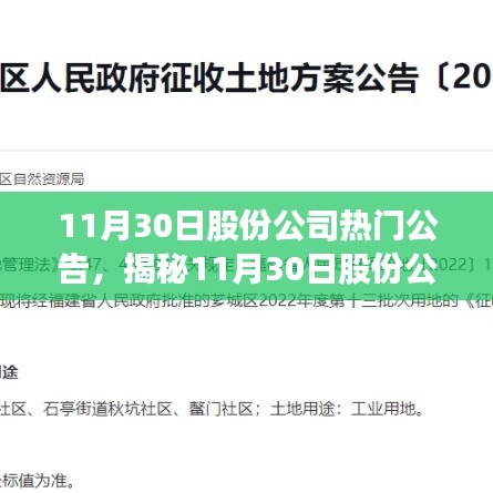 揭秘11月30日股份公司重磅公告内幕，热门公告一览无余