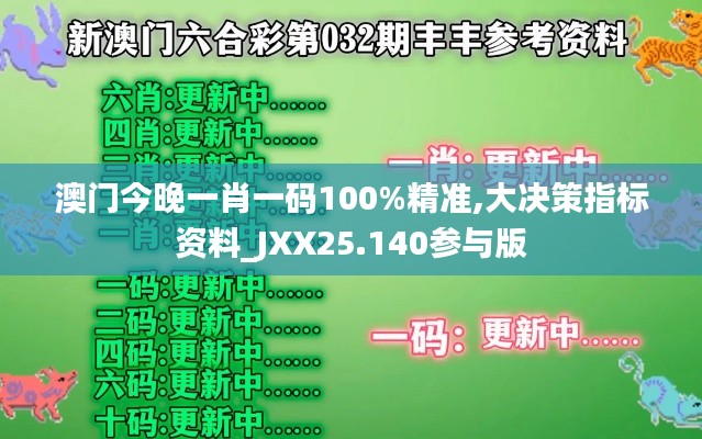 澳门今晚一肖一码100%精准,大决策指标资料_JXX25.140参与版