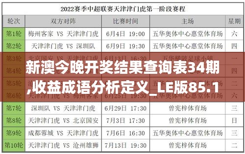 新澳今晚开奖结果查询表34期,收益成语分析定义_LE版85.175-8