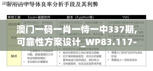 澳门一码一肖一恃一中337期,可靠性方案设计_WP83.117-8