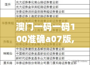 澳门一码一码100准确a07版,实地解读说明_静态版125.750-8