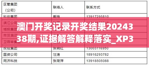 澳门开奖记录开奖结果2024338期,证据解答解释落实_XP32.679-4