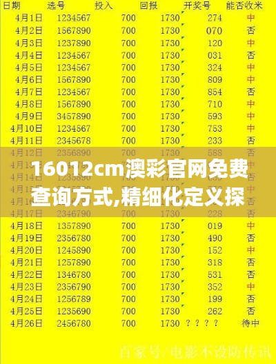 16012cm澳彩官网免费查询方式,精细化定义探讨_Ultra76.923-1