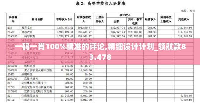 一码一肖100%精准的评论,精细设计计划_领航款83.478