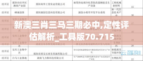 新澳三肖三马三期必中,定性评估解析_工具版70.715