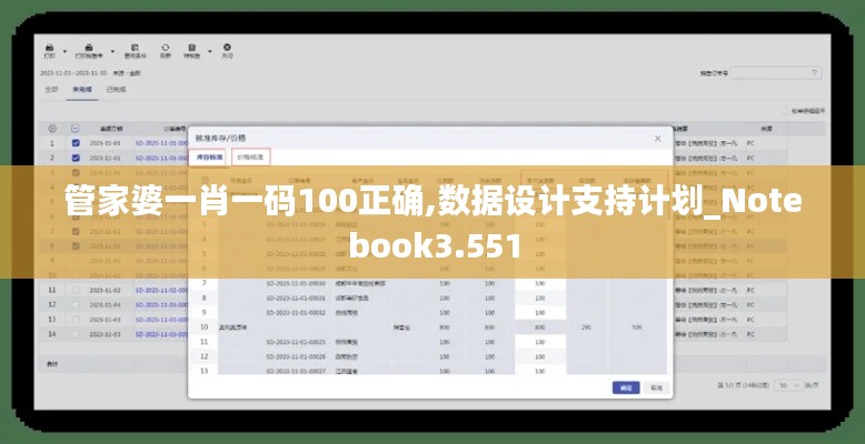 管家婆一肖一码100正确,数据设计支持计划_Notebook3.551