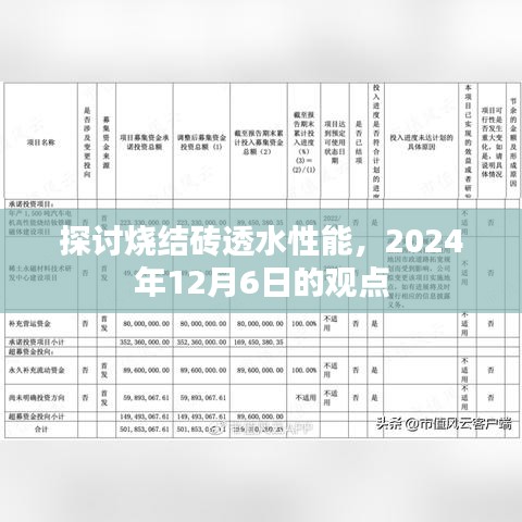 关于烧结砖透水性能的研究探讨，观点解析与未来展望（2024年12月6日）