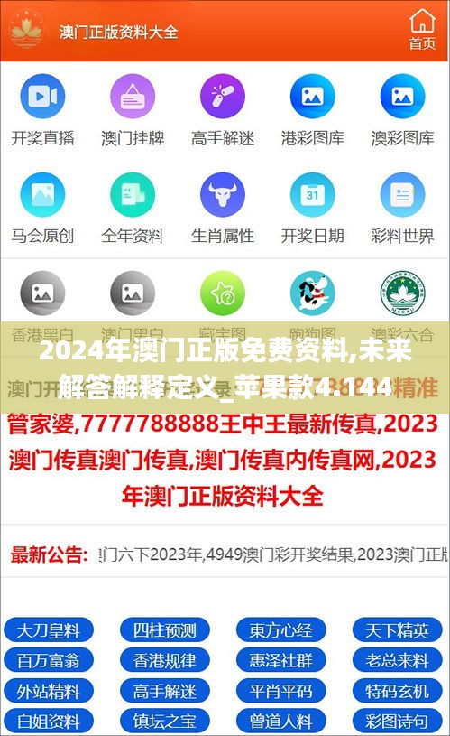 2024年澳门正版免费资料,未来解答解释定义_苹果款4.144