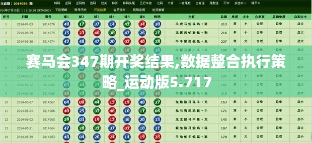 赛马会347期开奖结果,数据整合执行策略_运动版5.717