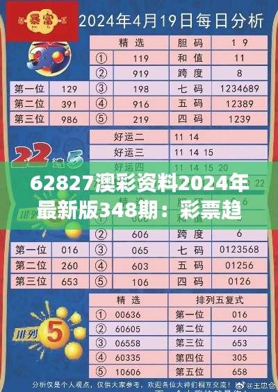 62827澳彩资料2024年最新版348期：彩票趋势专家见解