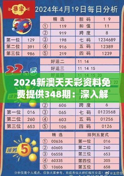 2024新澳天天彩资料免费提供348期：深入解析：不可错过的重要资讯