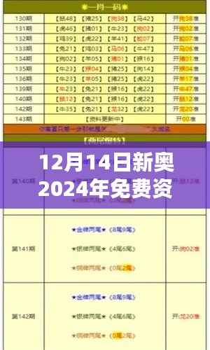 12月14日新奥2024年免费资料大全：开启新年规划的钥匙