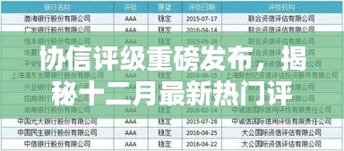 协信评级发布最新十二月热门评级榜单揭秘