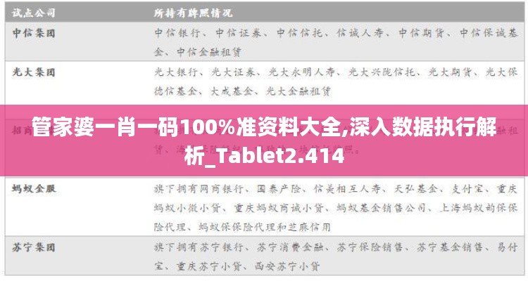 管家婆一肖一码100%准资料大全,深入数据执行解析_Tablet2.414