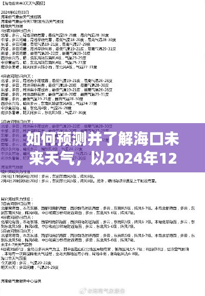 海口未来天气预报查询指南，以2024年12月18日天气预报为例的预测与了解步骤