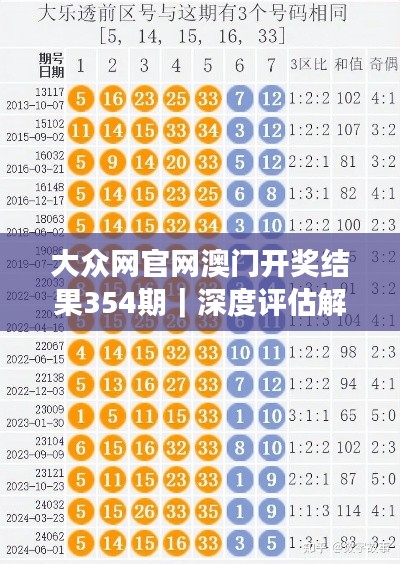 大众网官网澳门开奖结果354期｜深度评估解析说明