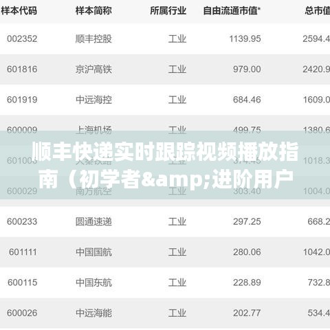 顺丰快递实时跟踪视频播放指南，适合初学者与进阶用户的学习指南