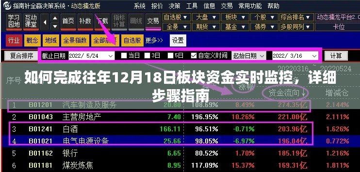 详细步骤指南，如何完成往年12月18日板块资金实时监控操作