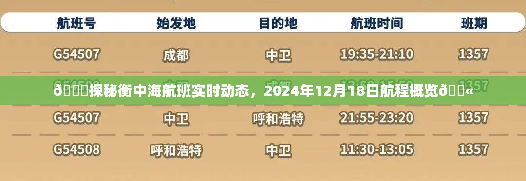 探秘衡中海航班实时动态，2024年12月18日航程概览及动态概览