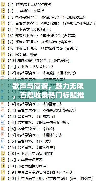 歌声与简谱，魅力无限，百度收录热门标题推荐