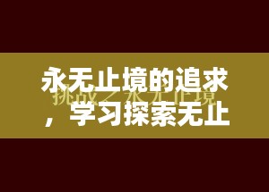 永无止境的追求，学习探索无止境之路