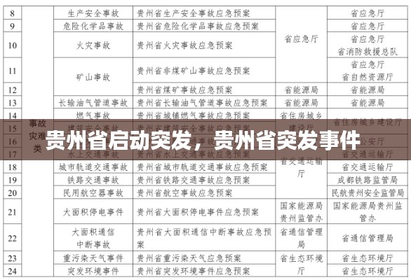 贵州省启动突发，贵州省突发事件 