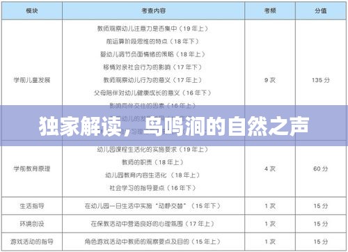 独家解读，鸟鸣涧的自然之声