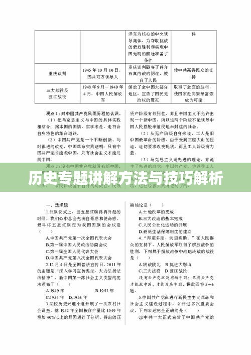 历史专题讲解方法与技巧解析